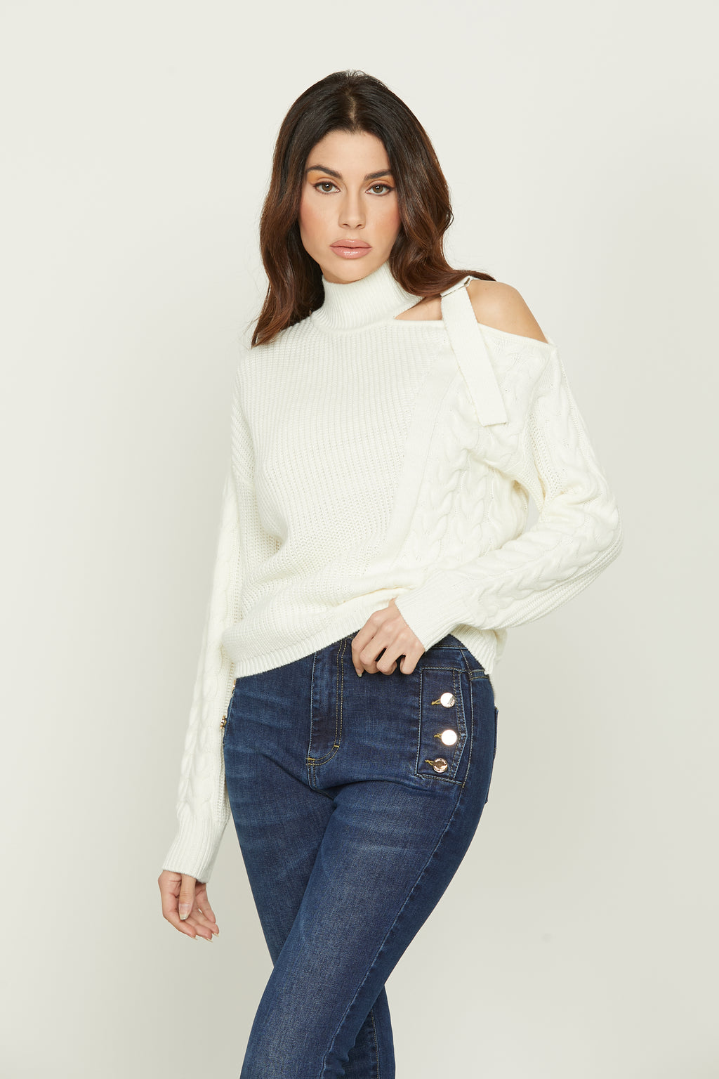 Maglione Donna Vintage Collo A Spacco Con Stelle – Fatto In Italia – Nuovo Con Etichetta
