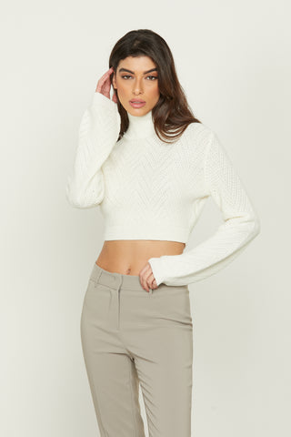 CARINA short, long-sleeved shirt with chevron stitch volcano collar