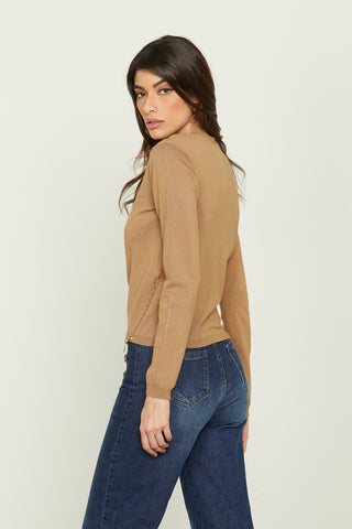 NIGHT long-sleeved crew-neck shirt with necklace and pendants