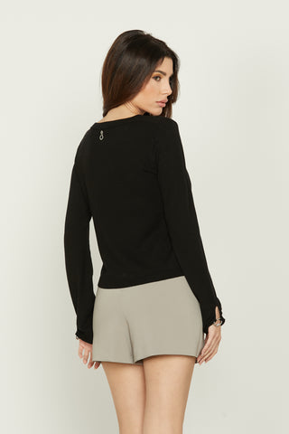 ATALANTA long sleeve cardigan with opening and rhinestone application