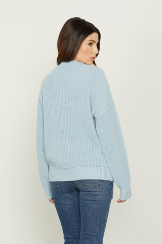 SIMEONE long sleeve shirt with neck opening and jacquard logo