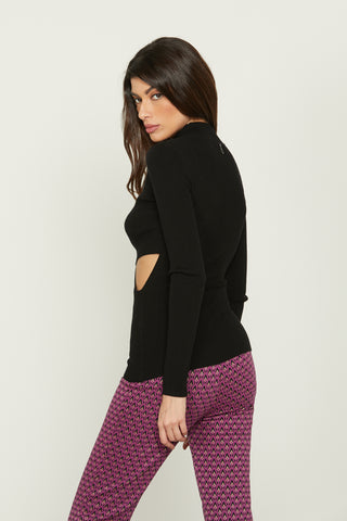 CLIO long-sleeved volcano neck shirt with multi-panel opening