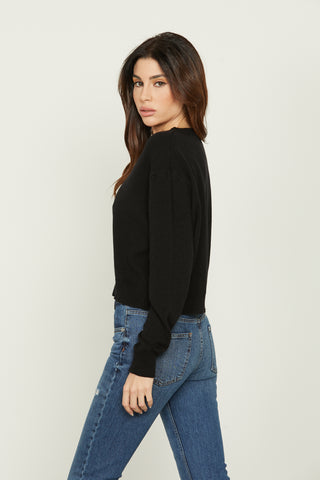 FRIDA short, long-sleeved shirt with jacquard logo and star brooch with rhinestones