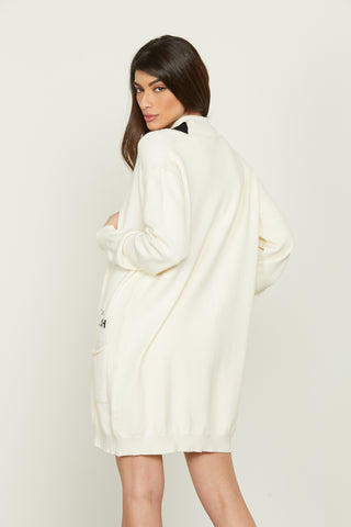 LIBIA long sleeve cardigan with pockets plus jacquard logo and rhinestone star