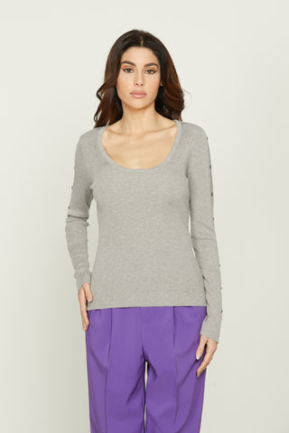 LUNADI long sleeve shirt with ribbed lurex buttons