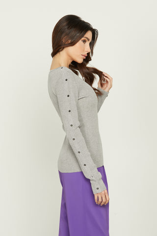 LUNADI long sleeve shirt with ribbed lurex buttons