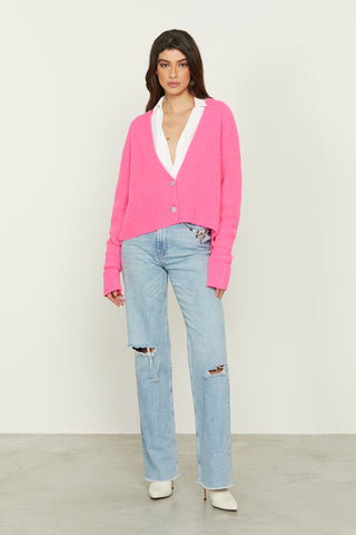 DUCHESSA long sleeve cardigan with lapel and jewel button
