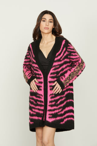 Cardigan INDIAN manica lunga jacquard animalier