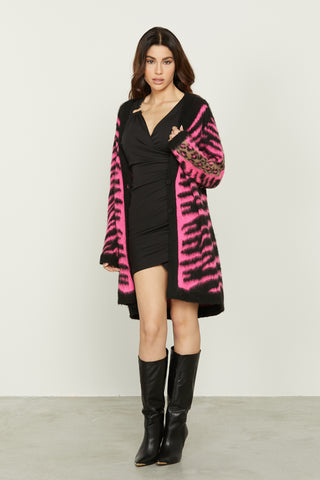 INDIAN long sleeve animal print jacquard cardigan