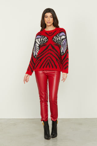 PEGGY long-sleeved multicolor animalier jacquard sweater