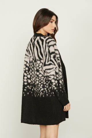 BROAD long-sleeved spotted jacquard cardigan