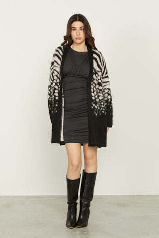 BROAD long-sleeved spotted jacquard cardigan