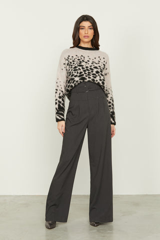 MONTE long sleeve dropped shoulder sweater in spotted jacquard