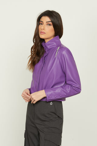 Giubbino CHI manica lunga con bottoni snap/arricci ecopelle