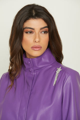 Giubbino CHI manica lunga con bottoni snap/arricci ecopelle