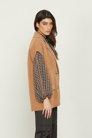 Cappotto gilet REBBY mezza manica aletta doppio petto con patte filato pelliccetta