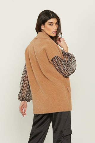 Cappotto gilet REBBY mezza manica aletta doppio petto con patte filato pelliccetta