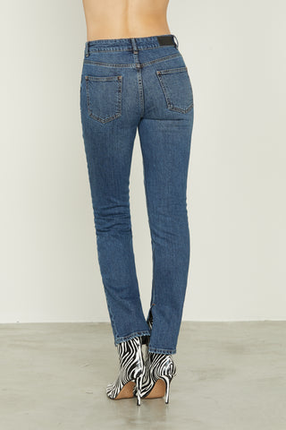 Jeans AILEEN vita alta crop 5 tasche con spacchetti fondo più rotture denim