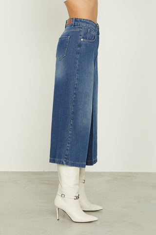 Jeans HEACHY vita alta 5 ts effetto gonna pantalone denim