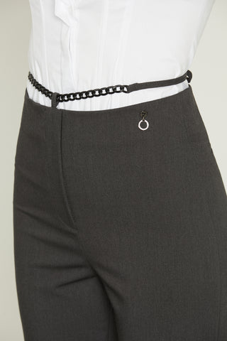 FREA high-waisted flared trousers with belt and welt pockets