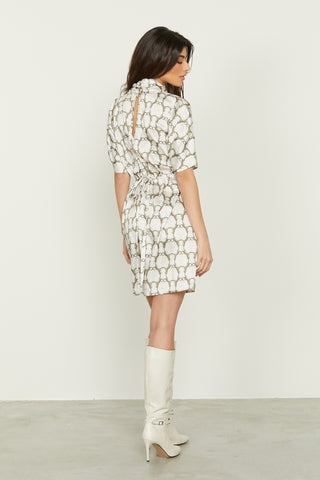 Abito FABIAN corto mezza manica con piega più bottone con goccia più colletto fusciacca più cint.