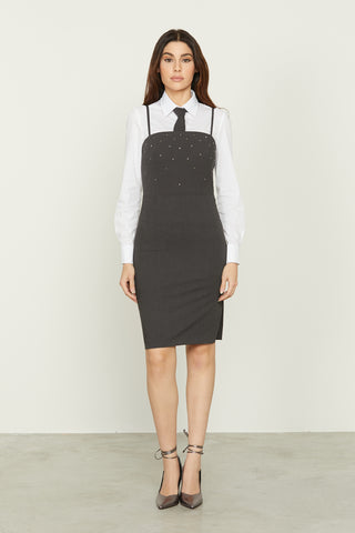 Abito BRILLANTI corto s/m tubino con strass più spacco