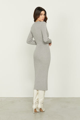 Abito SELEN  lungo manica lunga con bottoni lurex in costina