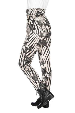 Panta paper bag con cintura più tasche fantasia animalier stelle, Relish High Fashion moda, Primavera Estate 2020, abbigliamento donna