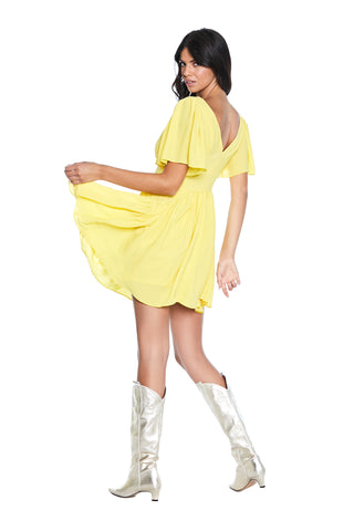 Abito TUBIR corto mezza manica doppio scollo v gonna ampia con bottoncini