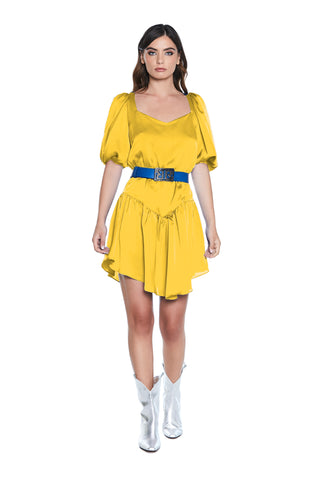 Abito CYLORET corto M.3/4 palloncino doppio scollo cuore più arriccio vita