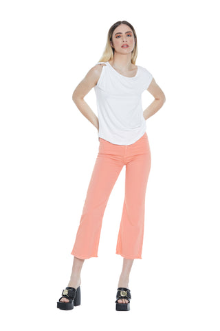 YOKO half-sleeved t-shirt with ring and pleats