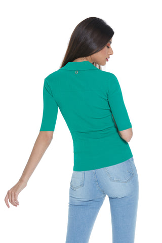 HADAR half-sleeved shirt with ribbed collar and buttons
