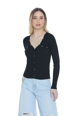 MARKAB long-sleeved cardigan with ribbed flaps and buttons