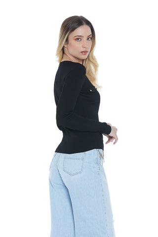 MARKAB long-sleeved cardigan with ribbed flaps and buttons