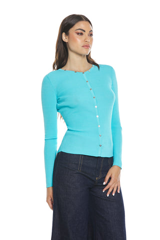 BLENDA long-sleeved cardigan with buttons on ribbed edges