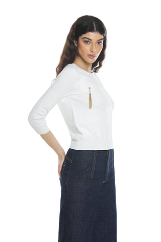 BIOTITE 3/4 sleeve cardigan with flaps and pendants