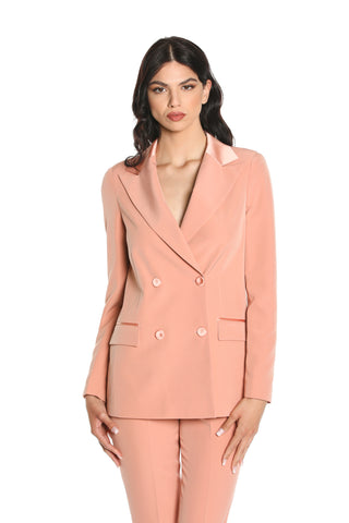 Giacca YUIO lunga manica lunga doppio petto con tasche più inserti raso