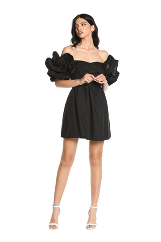 Abito JAMLUK corto mezza manica con volant scollo cuore con punto smock schiena