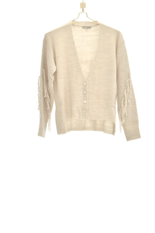 POLYN short, long-sleeved cardigan with fringes