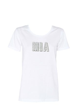 T-Shirt MIA mezza manica con stampa più applicazione strass