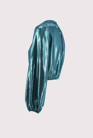 VIRGIN blouse with long sleeves in shiny fabric and elastic waist