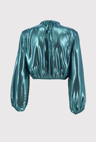 VIRGIN blouse with long sleeves in shiny fabric and elastic waist