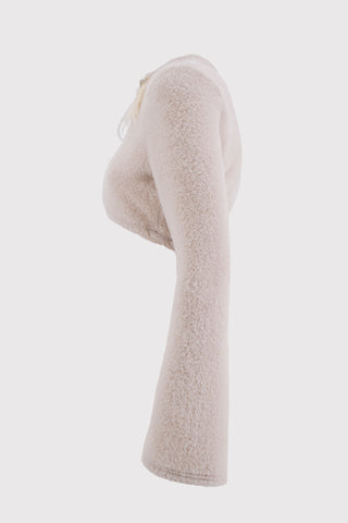 ORIOK long-sleeved bell-shaped sweater with plush effect and brooch