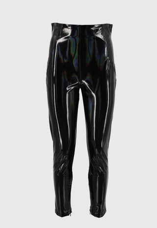 VINIL high-waisted trousers in vinyl fabric