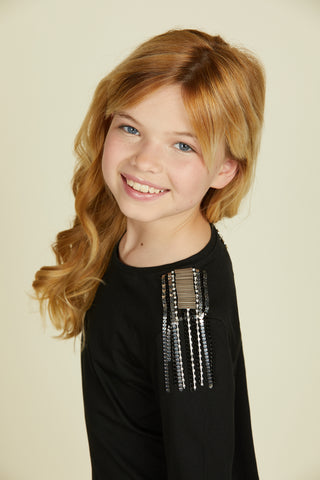 SILVESTRINA long sleeve t-shirt with patch application and hanging chains