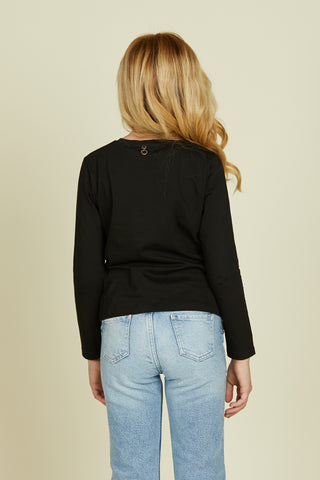 PICARINA long sleeve t-shirt with necklace print plus pearl and stone appliqués