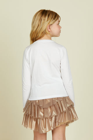 FRECCETTA t-shirt with print and pearl bow necklace