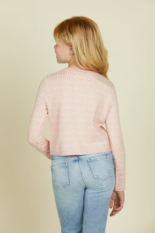 REA long sleeve cardigan with jacquard logo buttons