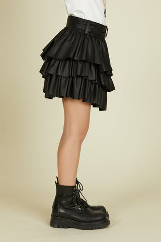 Short JACK skirt with flounces and sash with rhinestone buckle
