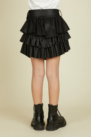 Short JACK skirt with flounces and sash with rhinestone buckle